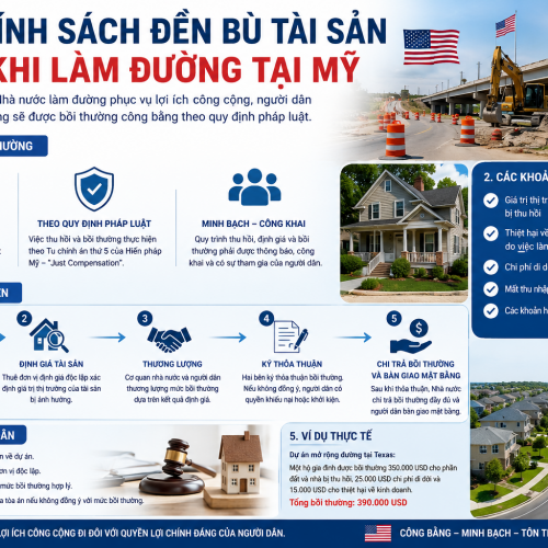 Chính sách đền bù tài sản nhà cửa khi làm đường tại Mỹ