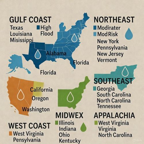 Các Vùng Miền Tại Hoa Kỳ Dễ Bị Ngập Lụt
