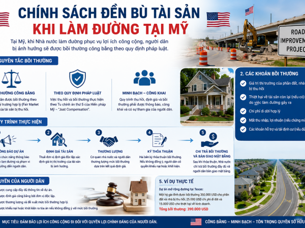 Chính sách đền bù tài sản nhà cửa khi làm đường tại Mỹ