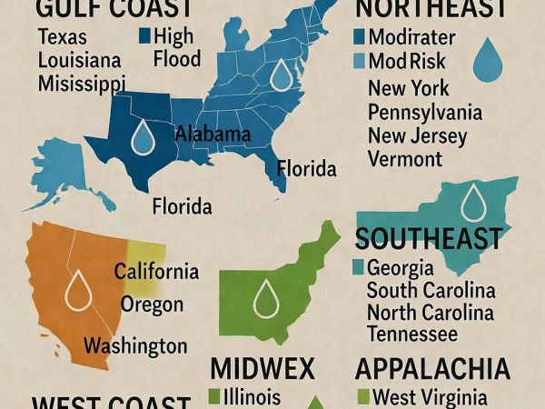 Các Vùng Miền Tại Hoa Kỳ Dễ Bị Ngập Lụt