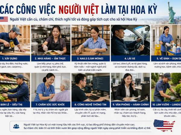 Các công việc người Việt đang làm nhiều tại Hoa Kỳ