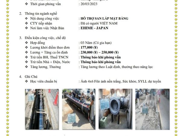 Thực tập sinh Nhật Bản - Thi công đường ống